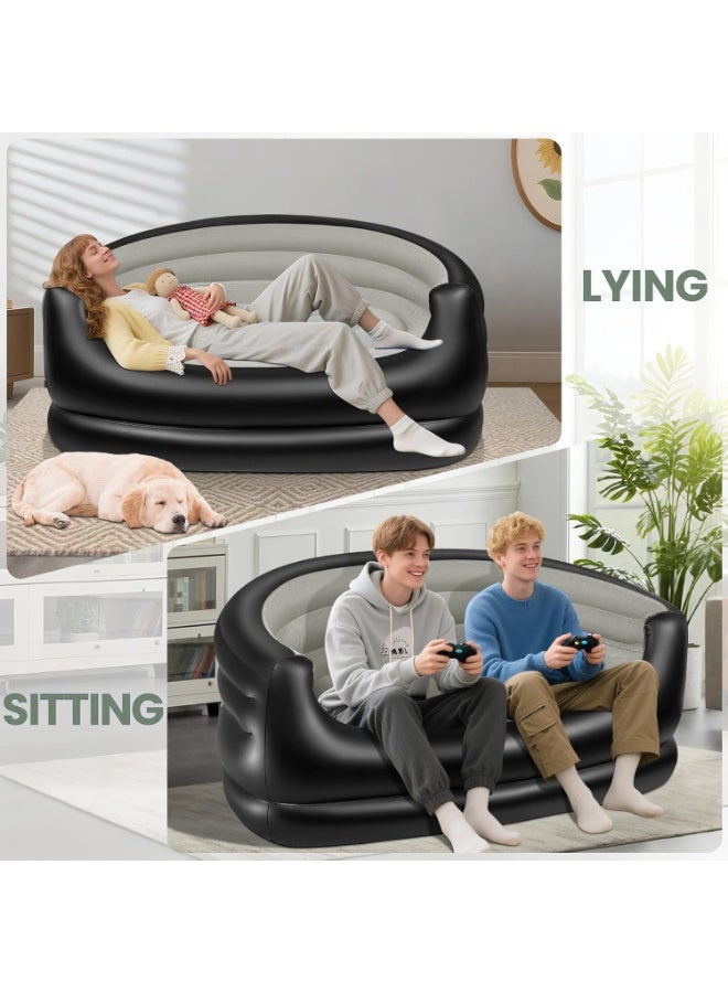 WALALLA Twin Size Inflatable Couch, Blow up couch, Flocked Surface Inflatable Chair for Adults, Portable Air Sofa Inflatable Couch, Waterproof Air Couch, Comfortable Blow up Couch for Camping - Image 3